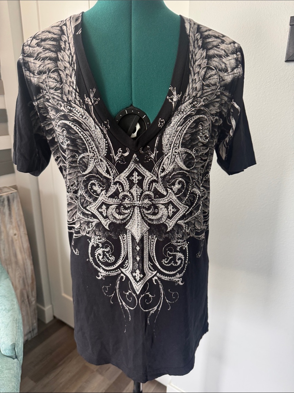 Affliction Black Tee with Silver Emblem